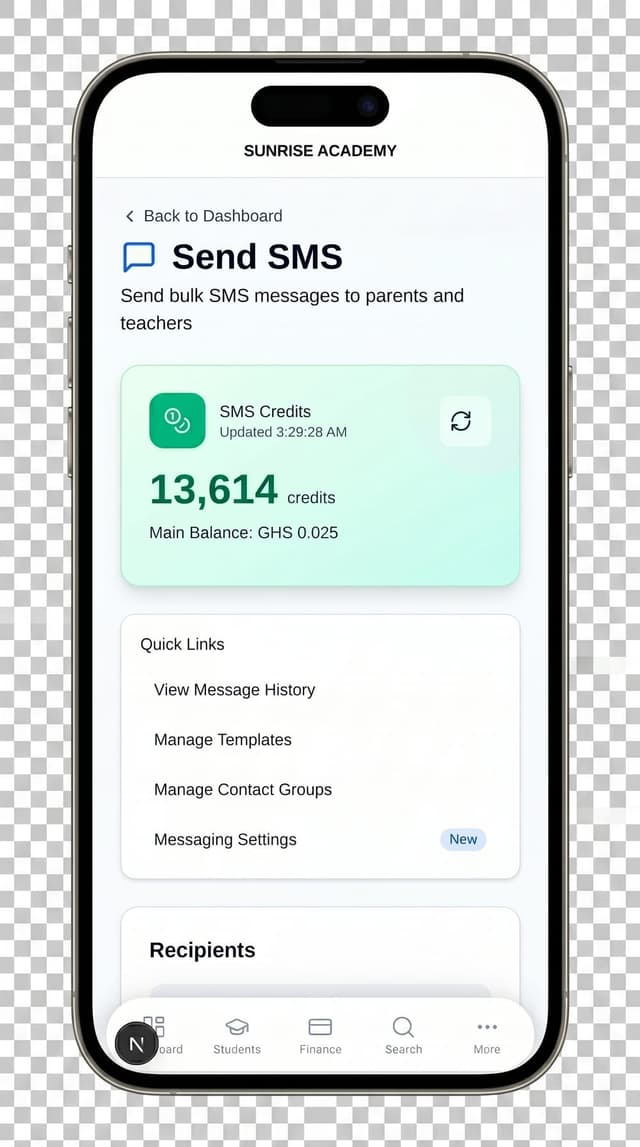 Bulk SMS to all parents on iPhone