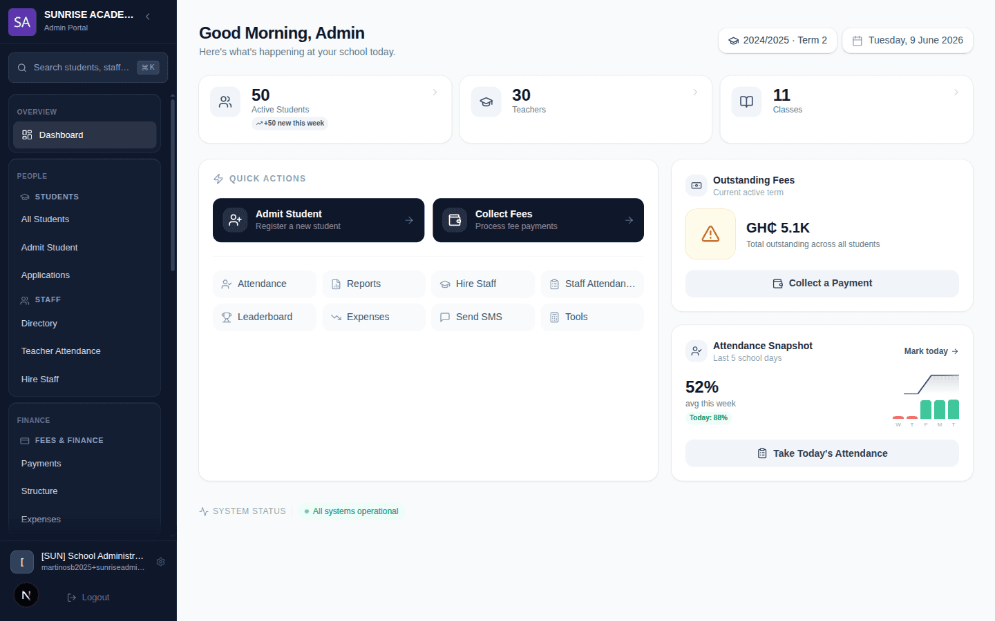 Admin Portal preview